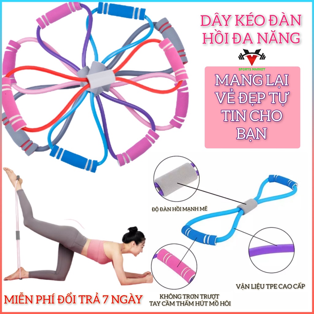 Dây Kéo Đàn Hồi Tập gym yoga, Dây Đàn Hồi Kháng Lực Tập Thể Lực Tập Tay Đa Năng Vòng Số 8 Dành Cho Nam Nữ.