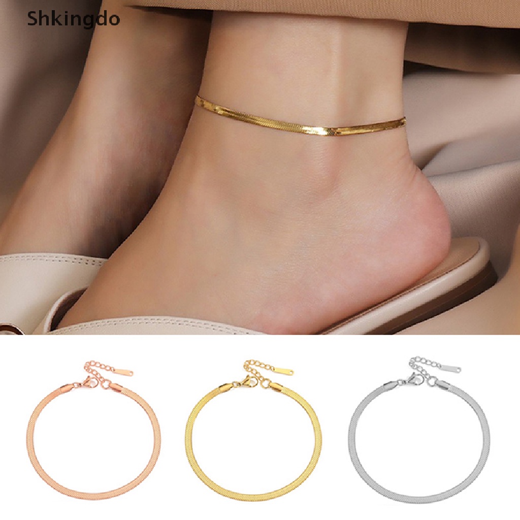 Lắc chân trơn bằng thép không gỉ thời trang cho nam nữ