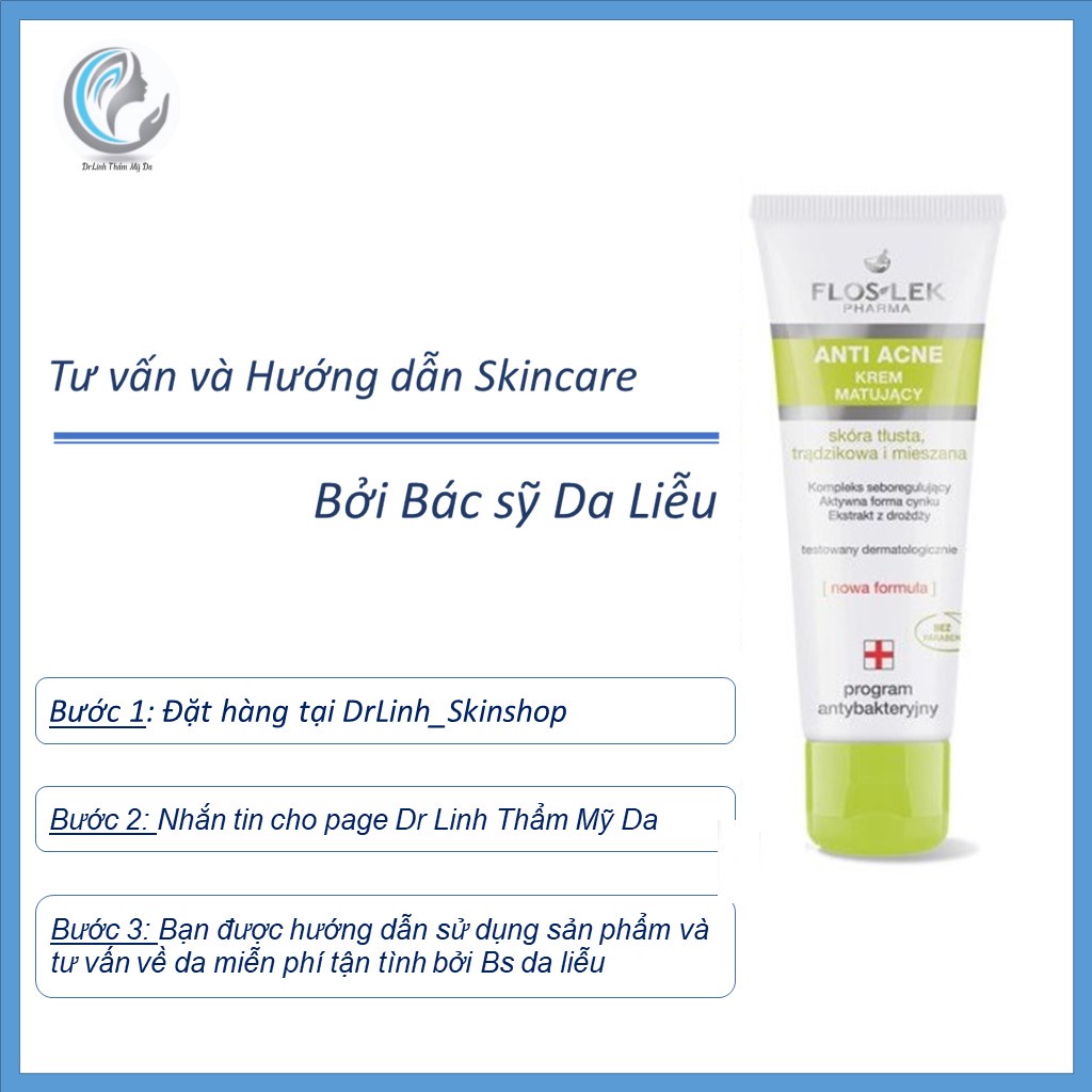 Kem dưỡng ẩm cho da dầu mụn Floslek Anti Acne kiểm soát dầu và điều tiết nhờn DA03