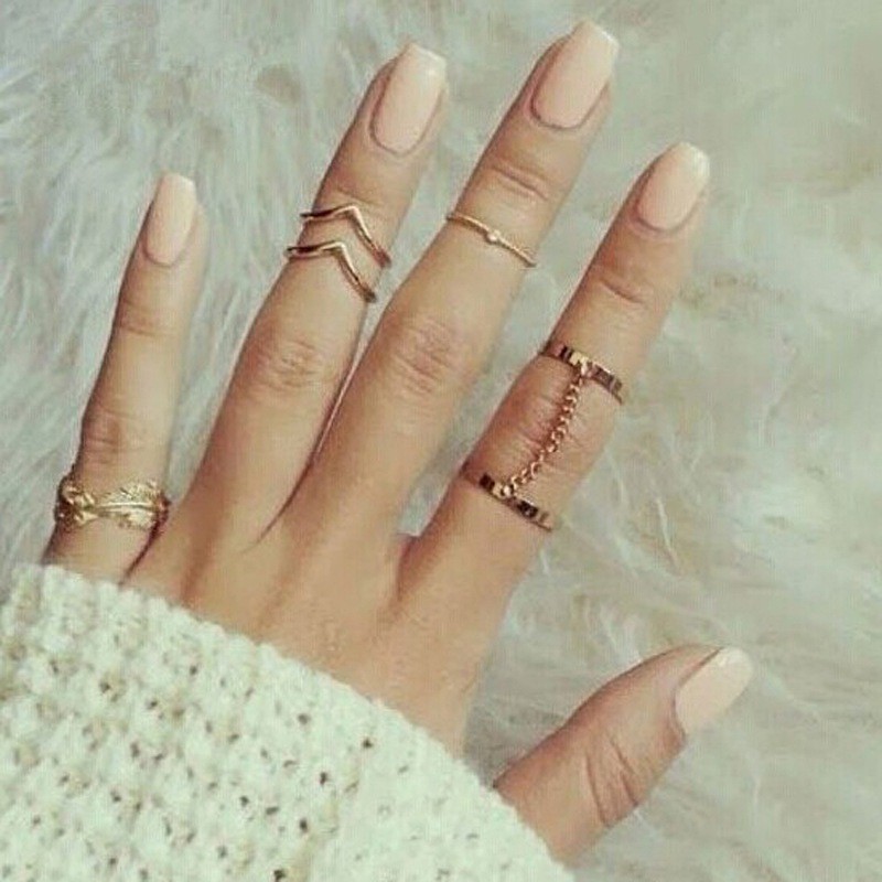 Bộ 6 nhẫn đốt tay mạ bạc đính đá pha lê
