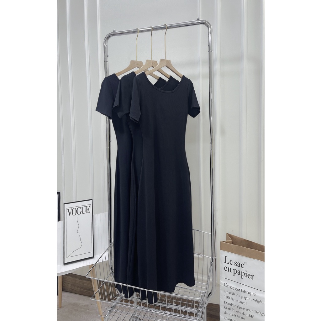 Váy nơ lưng len tăm dáng xòe tôn eo ngắn tay MIVOSA VN205