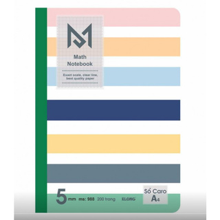 KLONG Sổ may Caro A4 Math Notebook 200 trang; MS 988