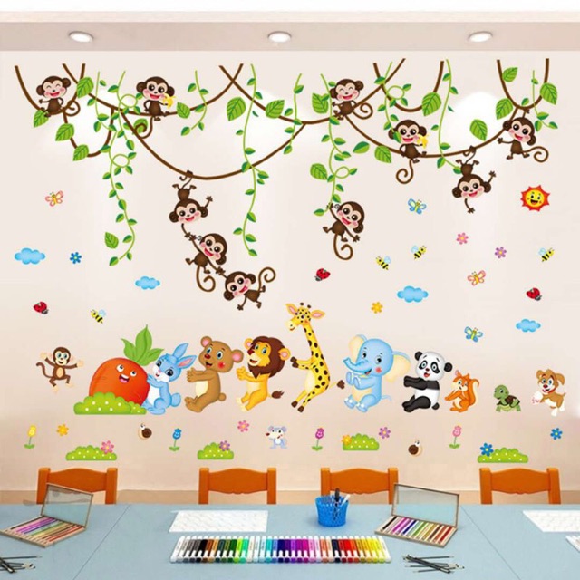BỘ COMBO DECAL GHÉP ĐÔI TRANG TRÍ - Cà Rốt 01 và Dây Leo Khỉ -2 tấm