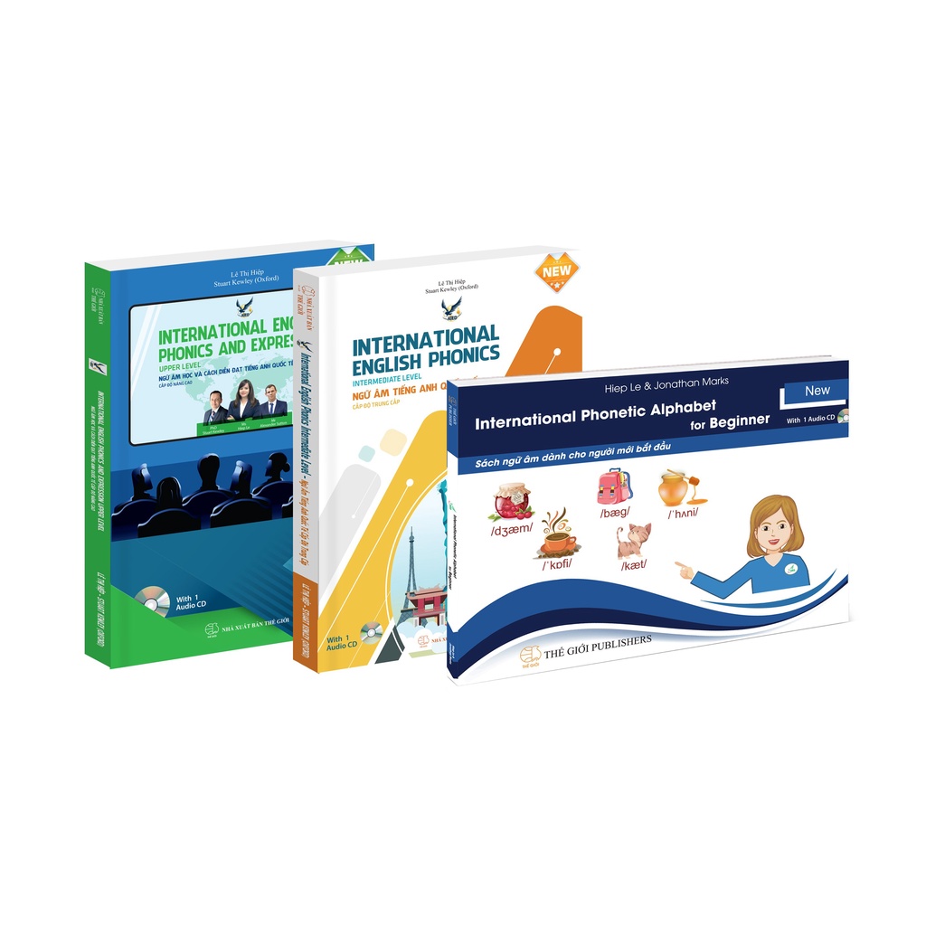Bộ sách Ngữ âm tiếng anh quốc tế 3 cấp độ Sơ cấp - Trung cấp - Nâng cao, kèm đĩa CD