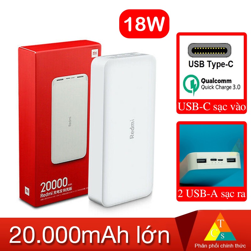 Pin sạc dự phòng Xiaomi Fast Charge Redmi 18W/20000MAH