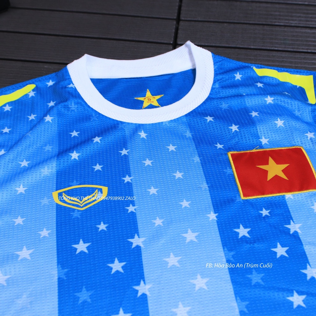 Áo Việt Nam màu xanh siêu hot Vải mè thái mới 2023- Áo Tuyển Viatnam 2023