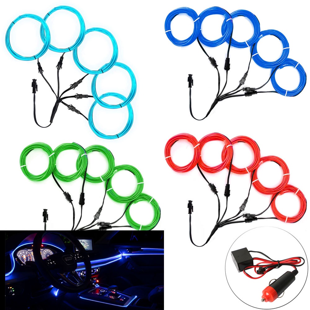 Dải Đèn Led Neon EL Nâng Cấp 5 Trong 1 Trang Trí Nội Thất Xe Hơi