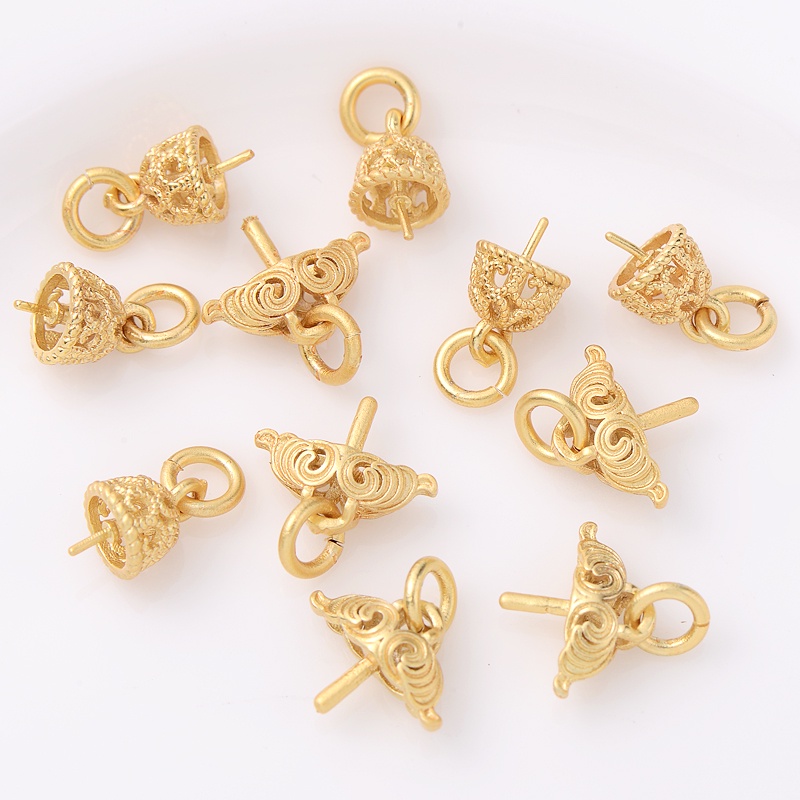 Nút Cài Nửa Lỗ Bằng Đồng Mạ Vàng 18K Dùng Làm Mặt Dây Chuyền Thủ Công diy