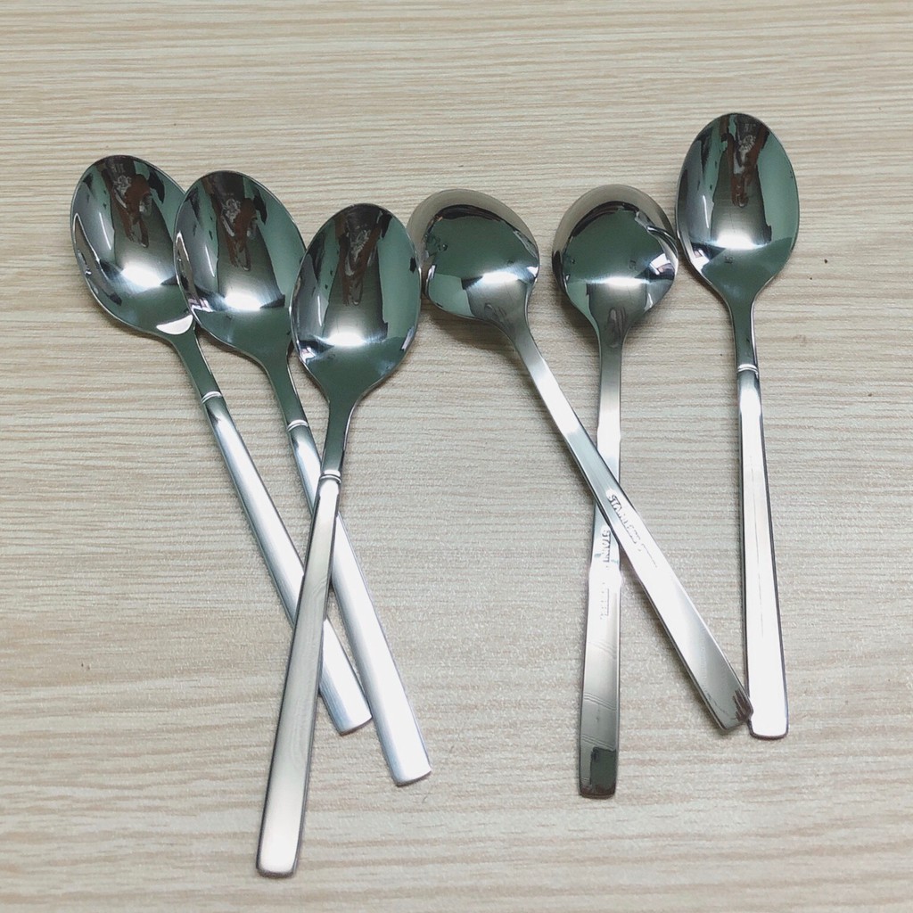 Muỗng trà cán vuông  - Thép không gỉ Inox Cao cấp - Kiểu dáng muỗng cafe dài 14cm