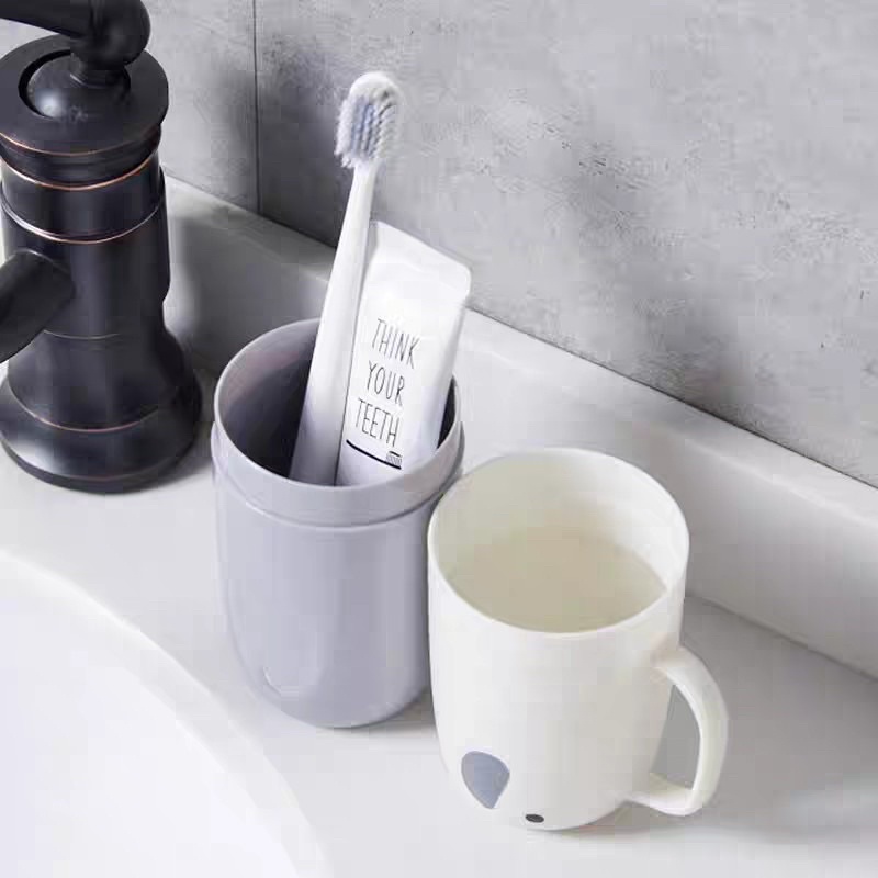 Cốc Đựng Bàn Chải Đánh Răng Có Nắp Đậy mang đi du lịch- Cốc an toàn vệ sinh hình chú voi dễ thương