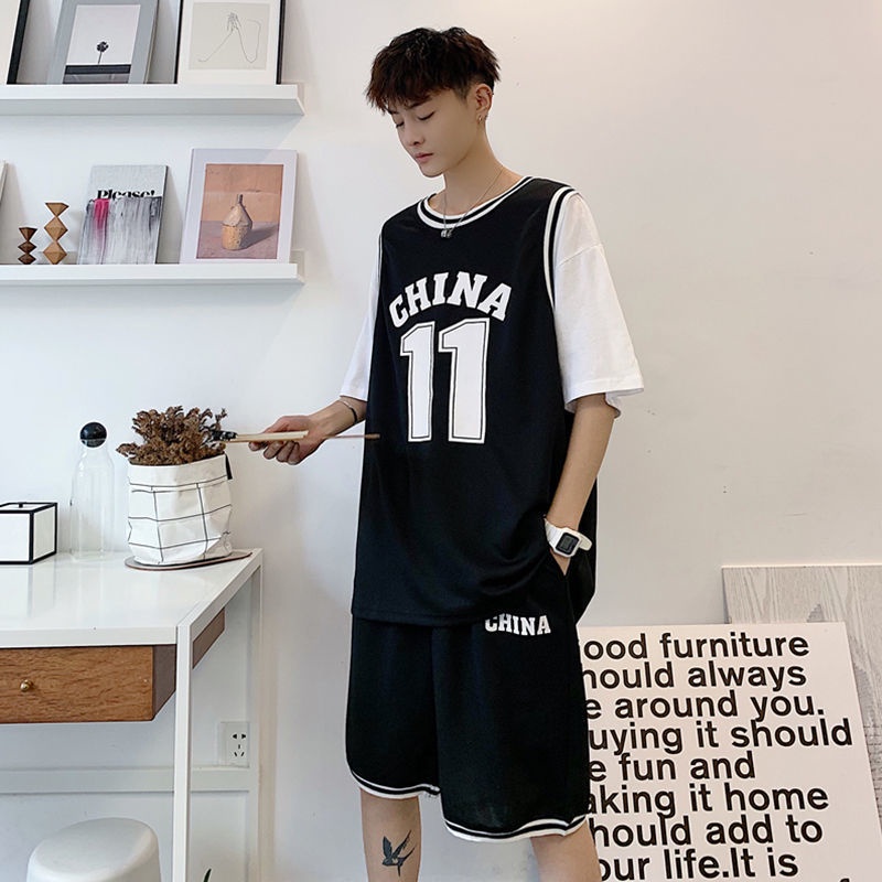 Áo bóng dá T-shirt Quần áo thể thao Bộ Đồ Thể Thao Bóng Rổ Ngắn Tay Thời Trang Mùa Hè Hàn Quốc Dành Cho Nam