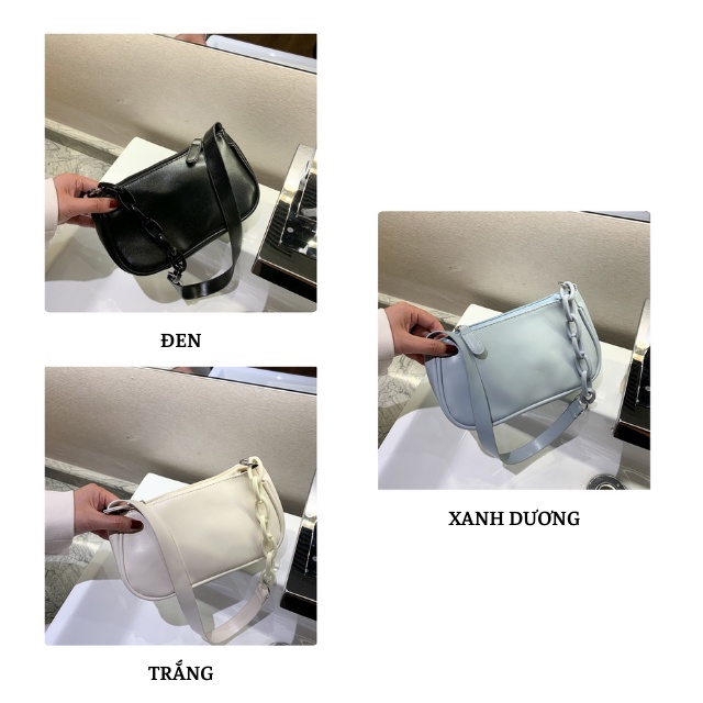 TÚI XÁCH NỮ DA ĐEO CHÉO PHỐI DÂY XÍCH ĐI CHƠI CAO CẤP, TÚI KẸP NÁCH ĐEO VAI CÔNG SỞ THỜI TRANG HÀN QUỐC - DAUBE - PK091
