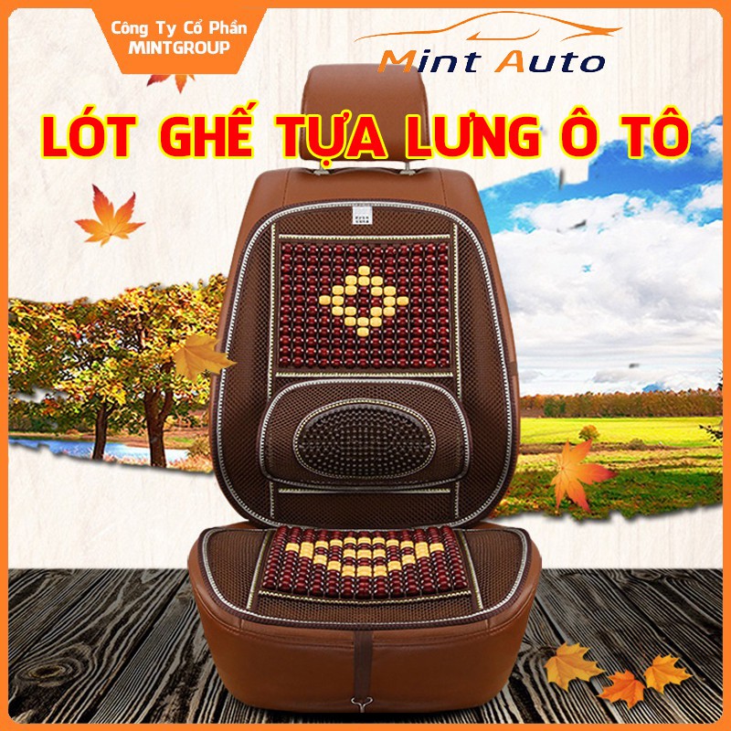 Lót ghế tựa lưng hạt gỗ massage dành cho ô tô, xe hơi, ghế văn phòng cao cấp