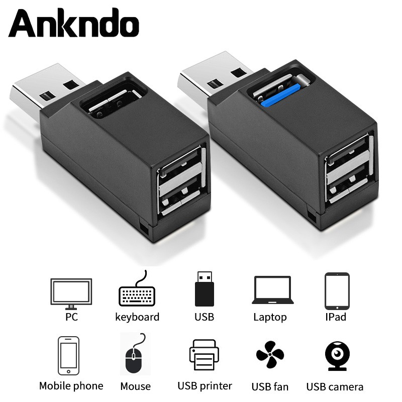 Đầu chia 3 cổng USB Ankndo 3.0 2.0 tiện lợi cho máy tính