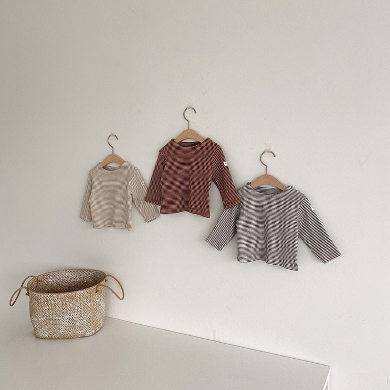 Áo Thun Cotton Tay Dài Kiểu Kẻ Sọc Thời Trang Cho Bé Trai