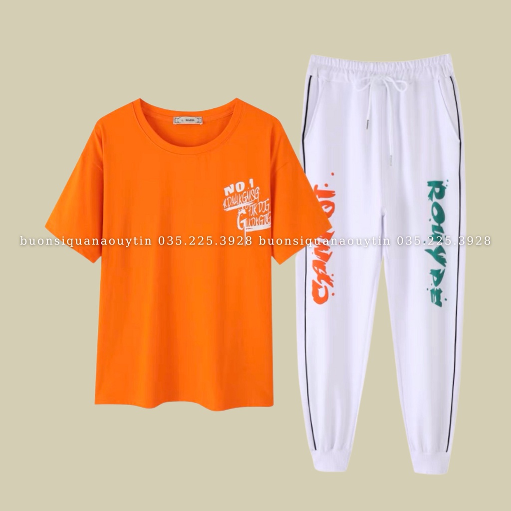 Set bộ thể thao nữ cá tính áo phông Quần Jogger Bo Gấu 114