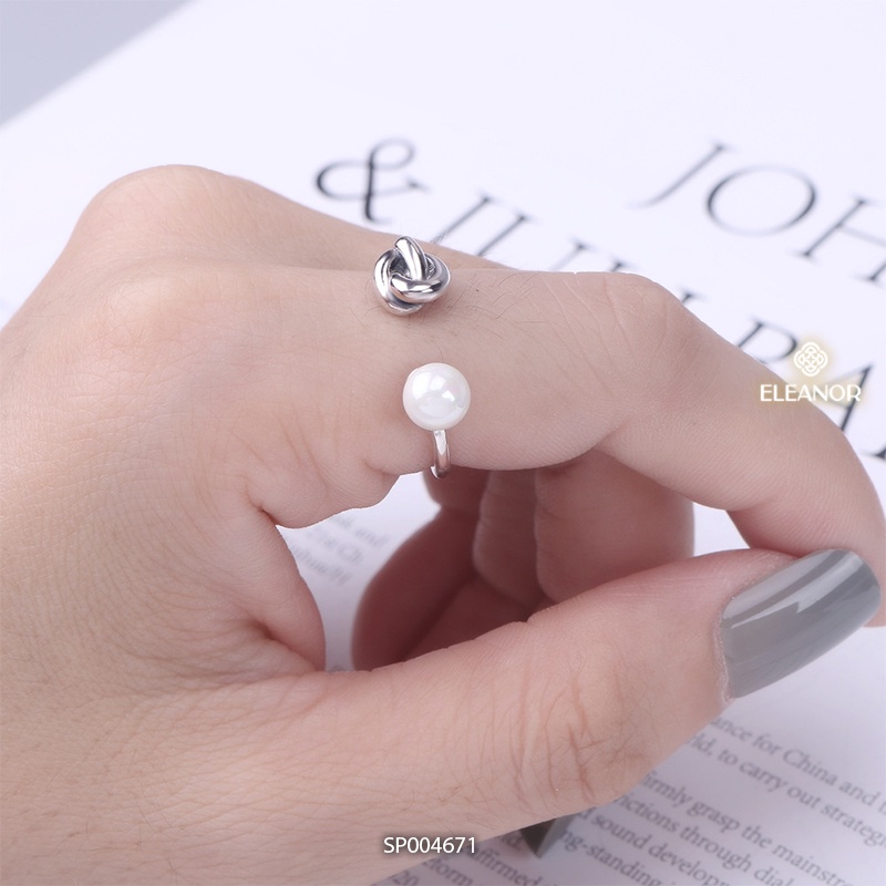 Nhẫn nữ hở bạc 925 Eleanor Accessories phụ kiện trang sức hình nút thắt đính ngọc trai nhân tạo 4671