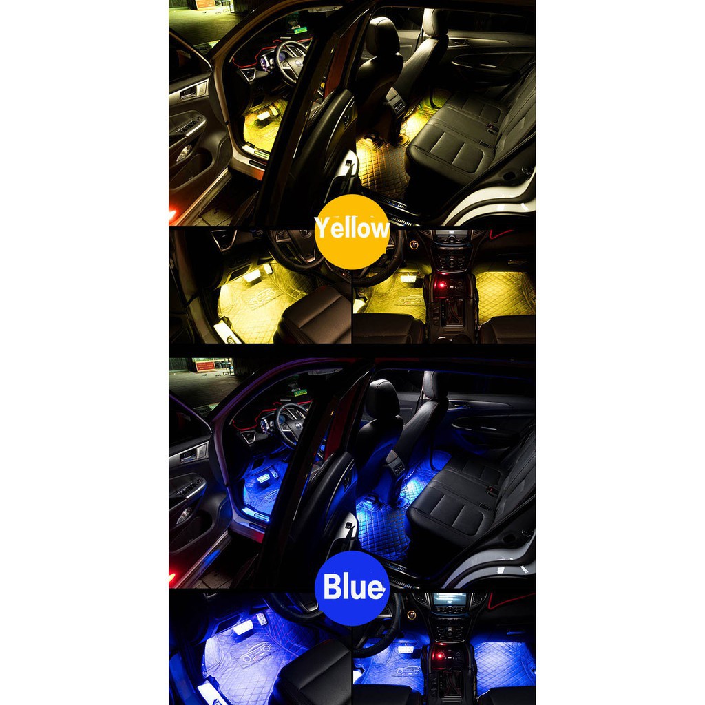 Set 4 đèn LED điều khiển âm nhạc RGB kèm điều khiển từ xa không dây đầy màu sắc trang trí nội thất ô tô