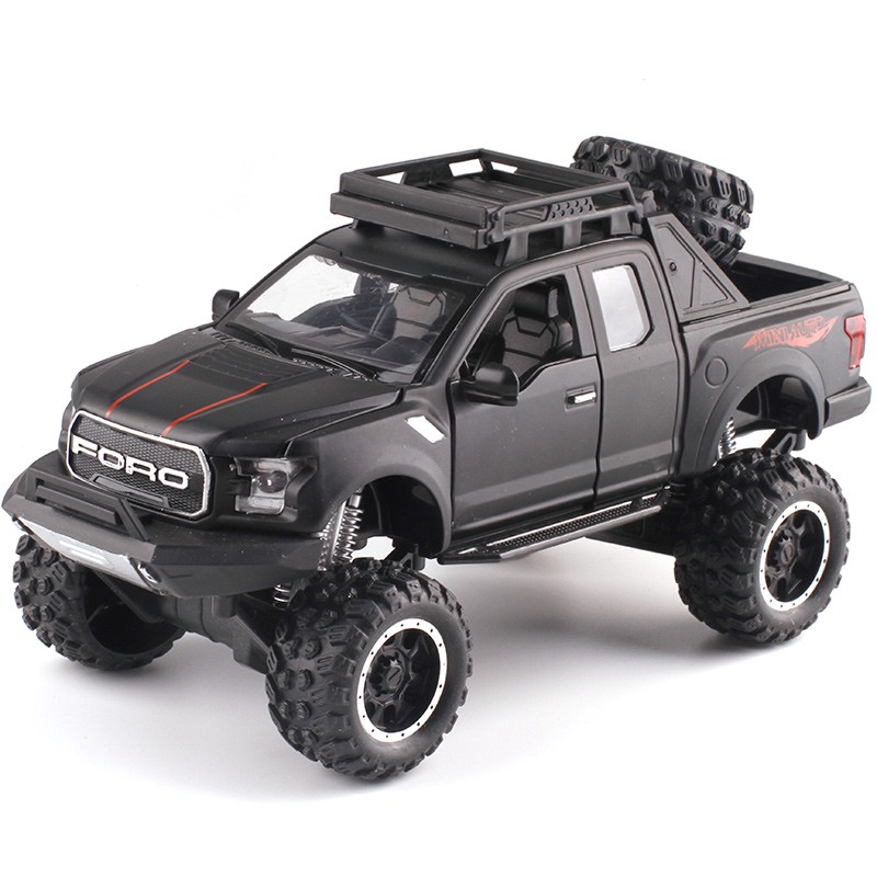 Mô Hình Xe bán tải Ford F150 Offroad Tỷ Lệ 1:32 Màu Đen đồ chơi trẻ em mô hình bằng sắt có âm thanh và đèn mở các cửa