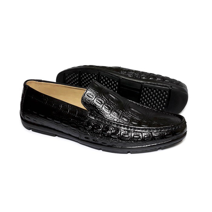 GIÀY LƯỜI NAM HAPPYSHOES DA BÒ VÂN CÁ SẤU CAO CẤP - HS12