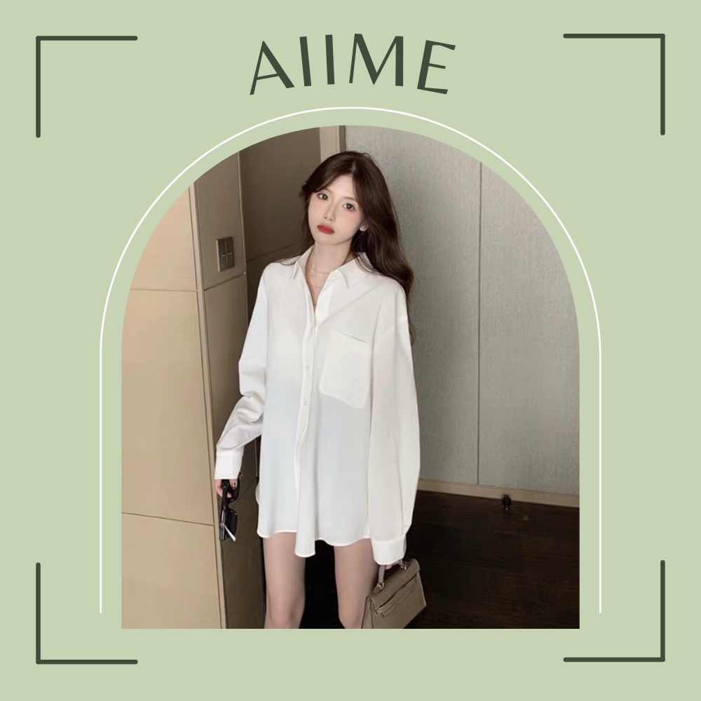 Áo sơ mi nữ dài tay form rộng chất lụa mềm mịn phong cách ulzzang vintage