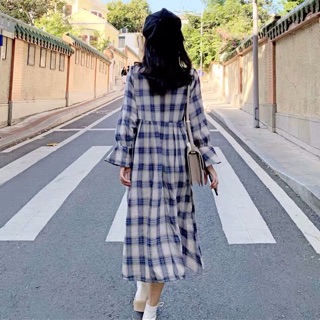 Đầm vintage kẻ caro nhiều size