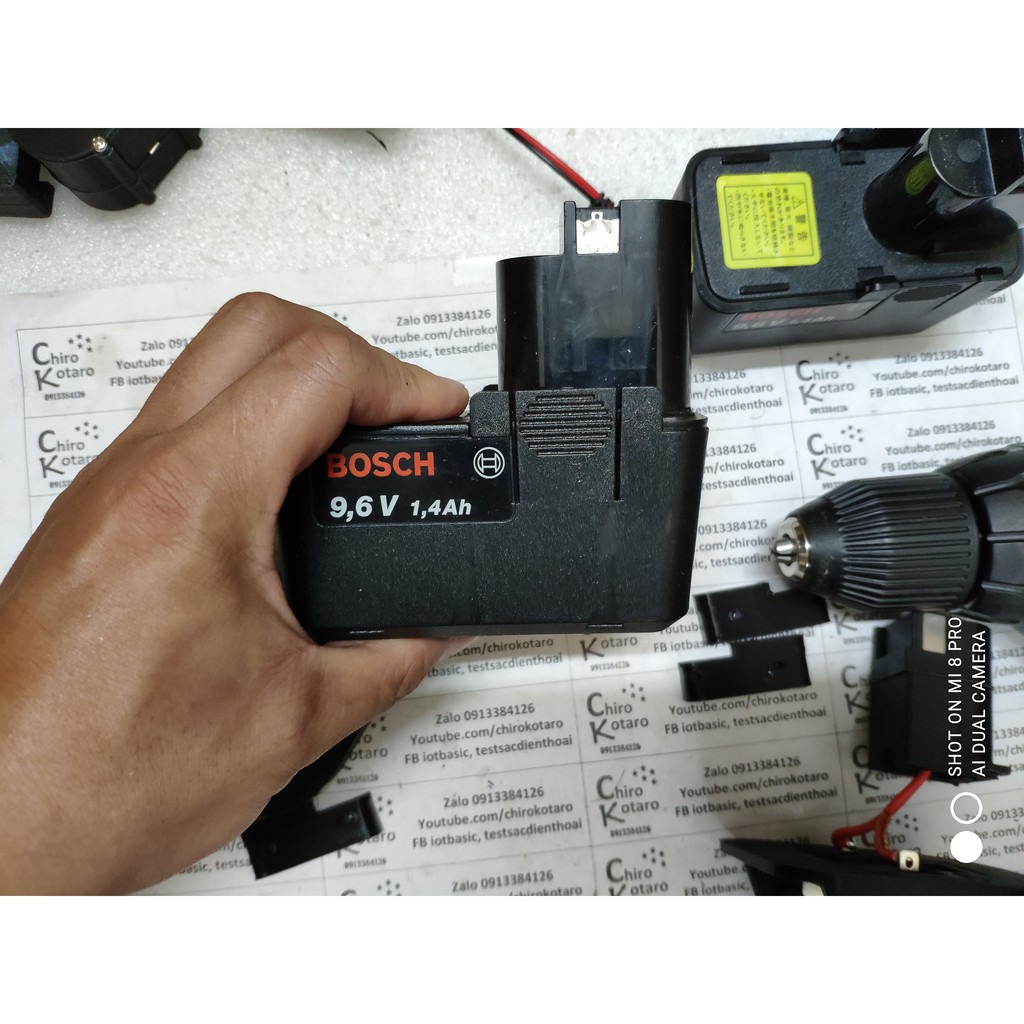 Đế chuyển pin máy khoan, vit Bosch 9.6V NiCD sang dùng hộp pin cài Makita