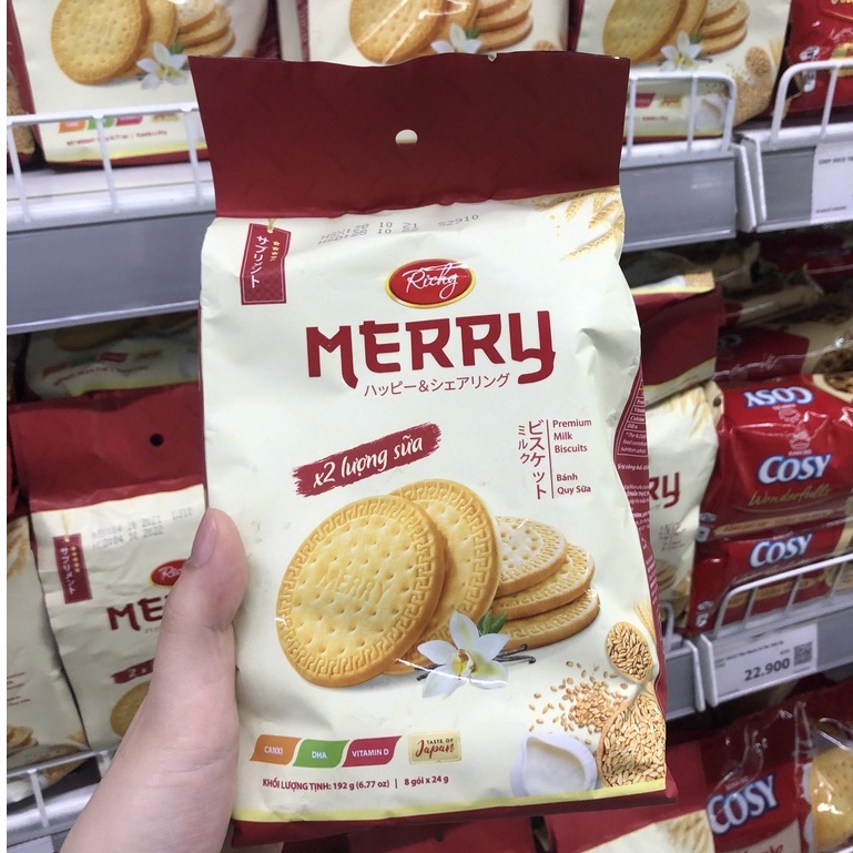 Thùng Bánh Quy Richy Merry Sữa 192gr (20 túi)