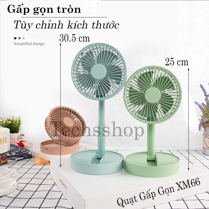 Quạt Gấp Gọn Usb Pin Sạc XM66 - Quạt Mini Để Bàn Hình Trụ - Folding Usb Fan | BigBuy360 - bigbuy360.vn