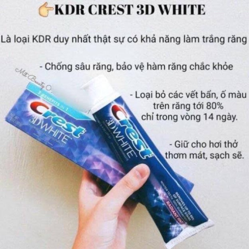 Tách lẻ Kem Đánh Răng Crest 3D White Advanced set 5tube siêu trắng răng