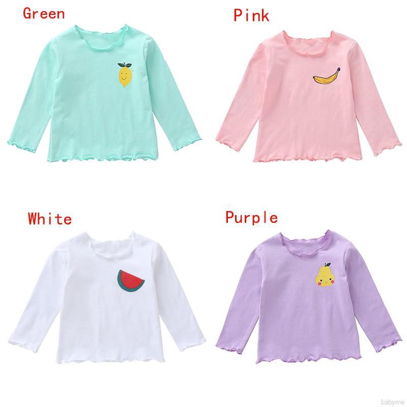 Áo thun tay dài in họa tiết trái cây xinh xắn cho bé gái