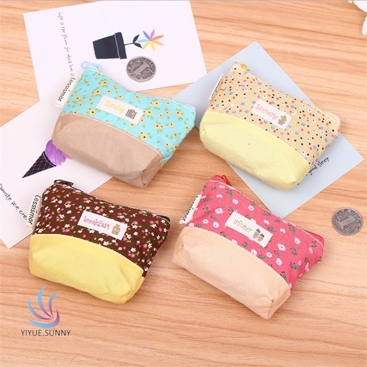 Cute Canvas Small Purse Canvas Wallets, Floral Coin Purse, Coin Purse Canvas Cute Small Purse with Zipper for Women and Girls YUE