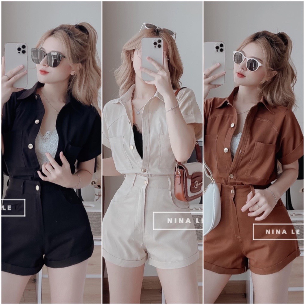 Set bộ sơ mi trơn sát nách quần short đùi DN115