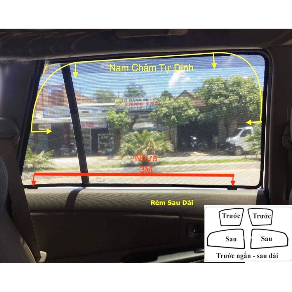 Rèm che nắng nam châm cho xe Daewoo Nubira, bộ 4 tấm cho 4 cửa, hàng loại 1 cao cấp nhất, vừa khít kính