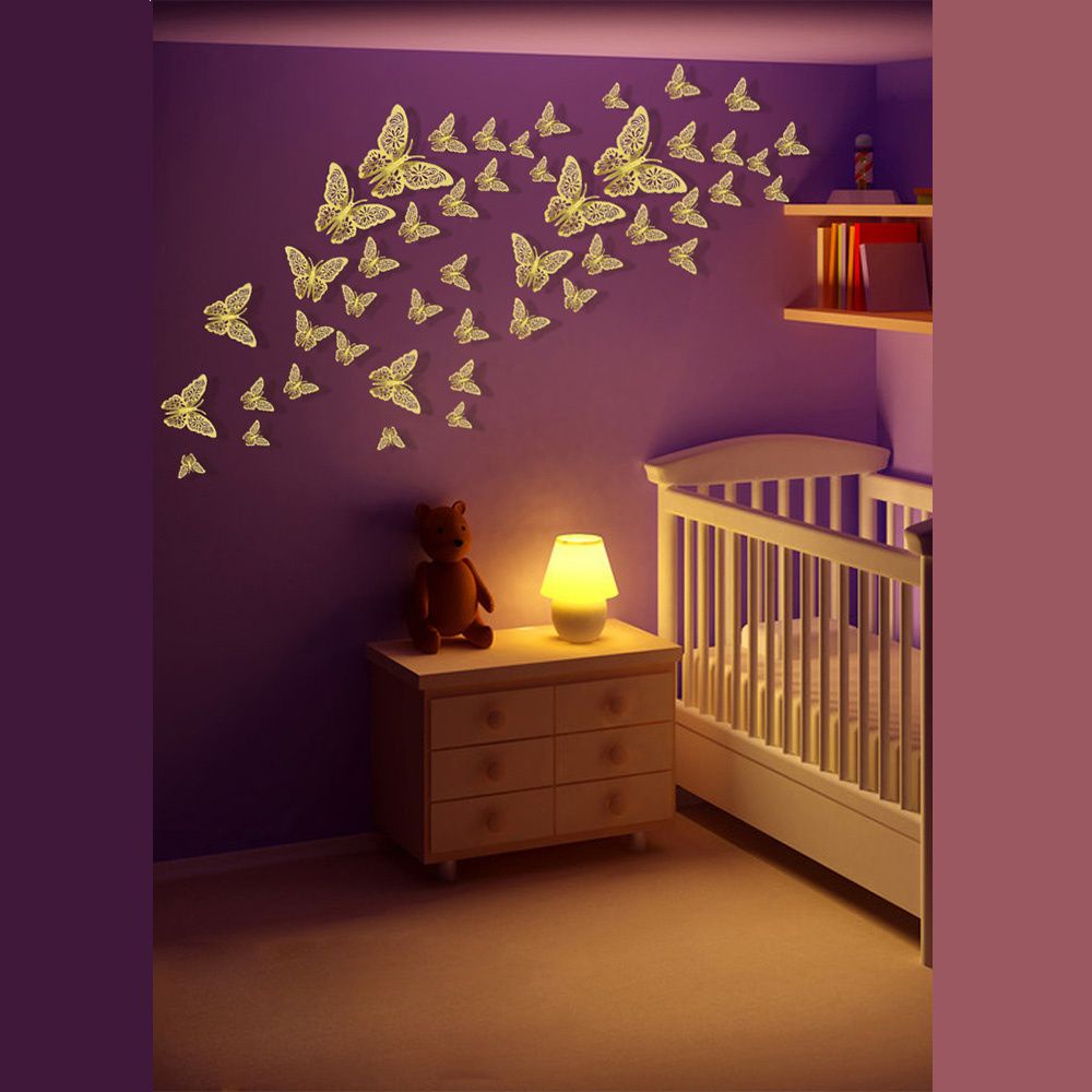 Bộ 12 Miếng Dán 3 Kích Cỡ Trang Trí Nhà Tắm/Phòng Ngủ|Miếng Dán Trang Trí Bánh Kem Họa Tiết Bươm Bướm Độc Đáo