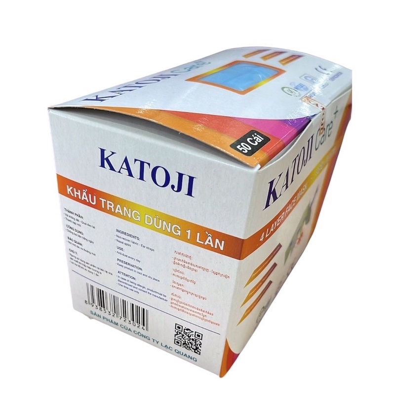 [HỘP] KHẨU TRANG Y TẾ KHÁNG KHUẨN CAO CẤP KATOJI (4 LỚP, HỘP 50 CÁI)