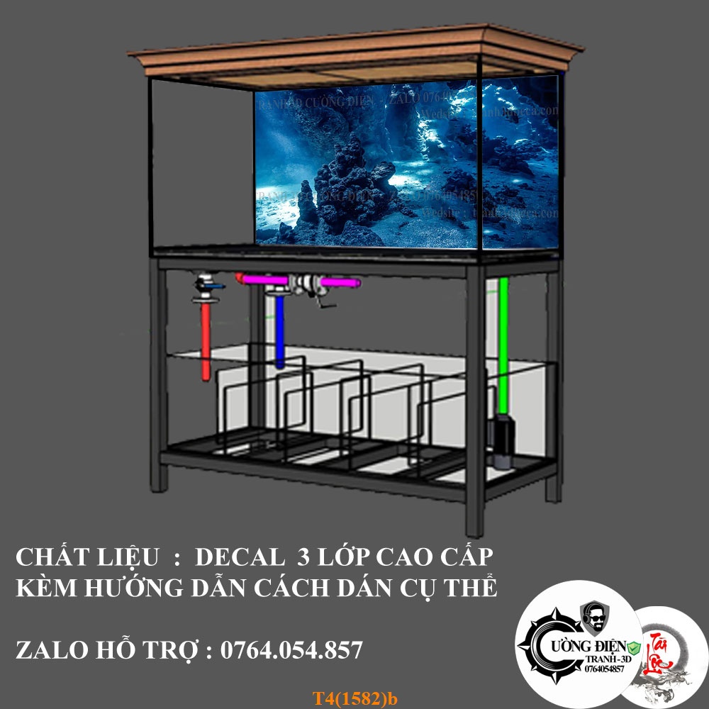 Decal dán bể cá cảnh 3D , siêu nét , chân thực
