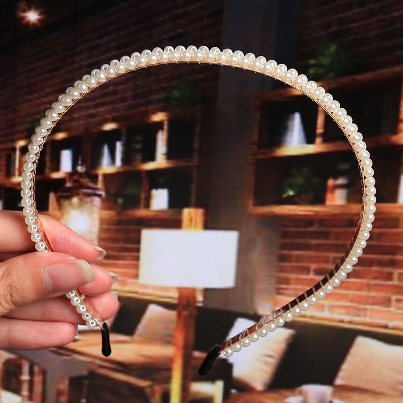 Băng Đô Kim Loại Đính Ngọc Trai Giả Thanh Lịch Cho Cô Dâu