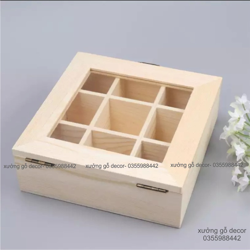 Hộp Gỗ Đựng Đồ Chia Ngăn Trang Trí Đựng Trà, Bánh, Trang Sức- Hộp Gỗ Quà Tặng - Woody Box