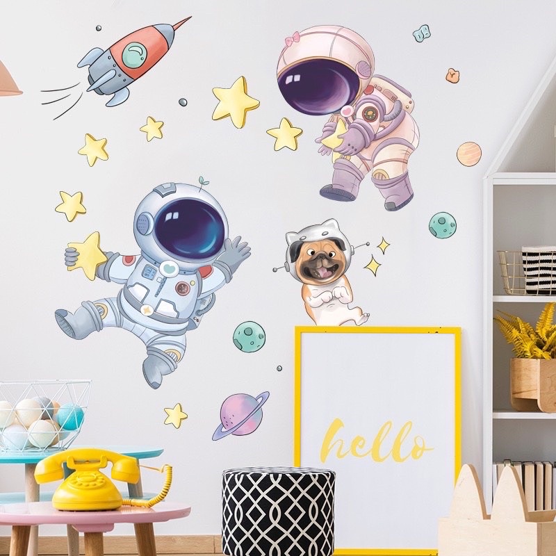 Decal dán tường chủ đề Vũ Trụ [PHONG CÁCH HÀN QUỐC] giấy dán tường decor phong cách chinh phục vũ trụ, trang trí | BigBuy360 - bigbuy360.vn