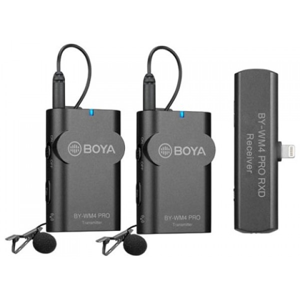 BOYA BY-WM4 Pro K4 - Mic thu âm không dây cổng Lightning dành cho Thiết bị iOS thu cho 2 người