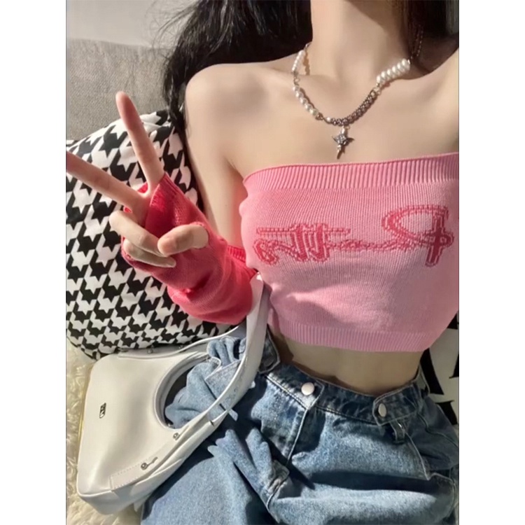 【ZHELIHANGFEI】Áo Dệt Kim Không Dây Kiểu Dáng Quyến Rũ Hợp Thời Trang