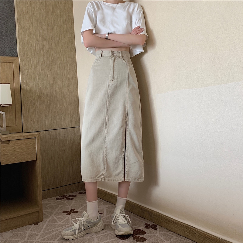 Chân Váy Denim Lưng Cao Dáng Chữ A Thiết Kế Xẻ Tà Thời Trang Hè Cá Tính Cho Nữ | BigBuy360 - bigbuy360.vn