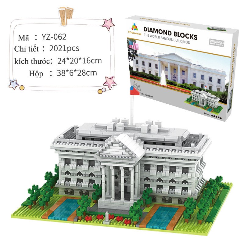 ĐỒ CHƠI XẾP HÌNH LẮP RÁP WHITE HOUSE KIẾN TRÚC KỲ QUAN THẾ GIỚI, Lắp Ghép Nhà Trắng