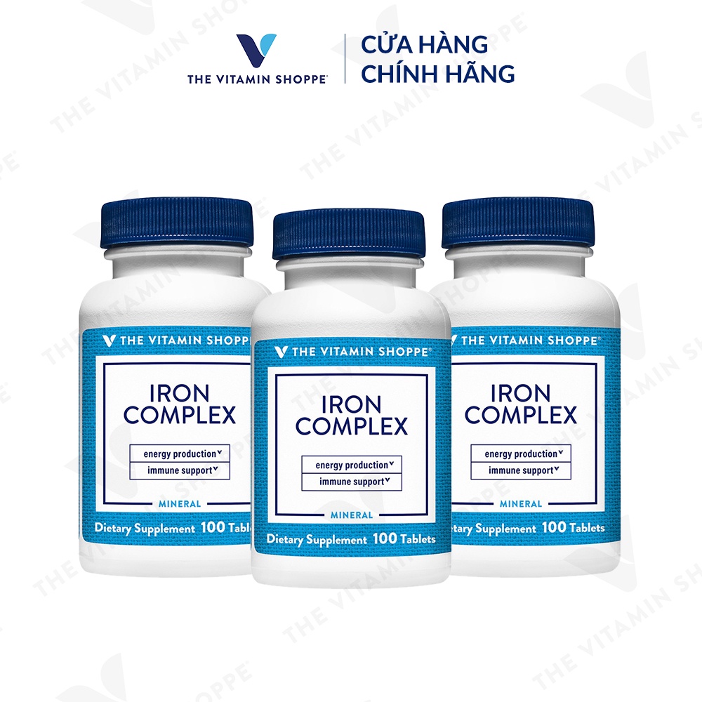 Viên uống bổ sung sắt giảm nguy cơ thiếu máu THE VITAMIN SHOPPE Iron Complex 100 viên