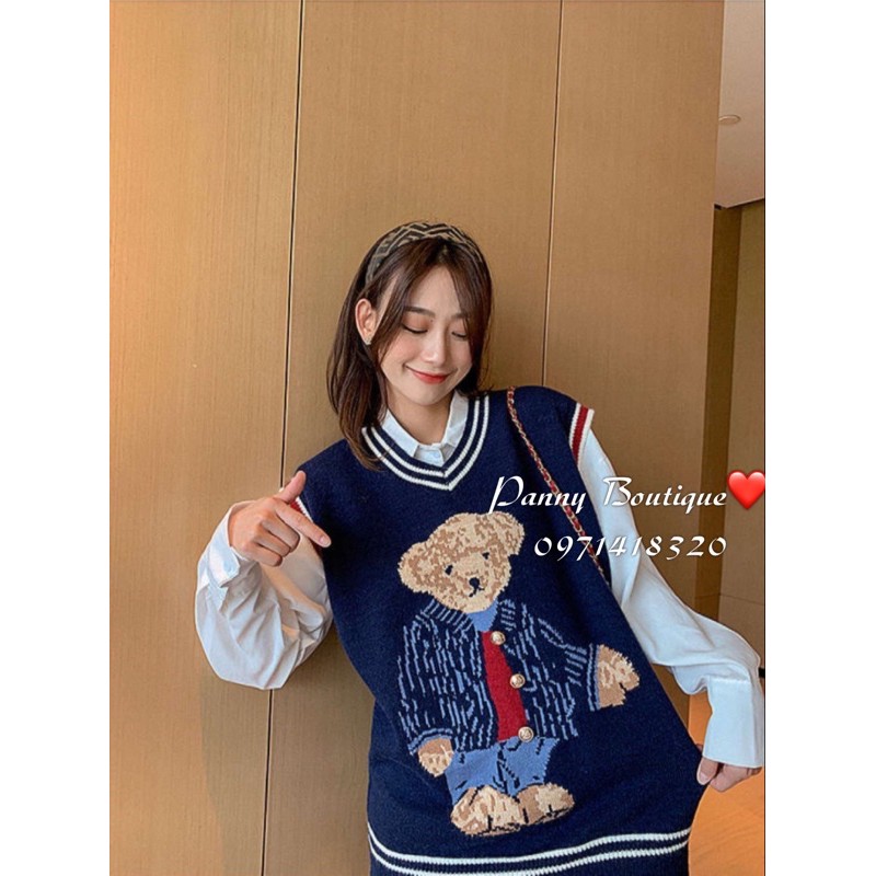 Áo len gấu nữ sinh, style ulzzang Hàn Quốc 🌻 Panny Boutique🌻