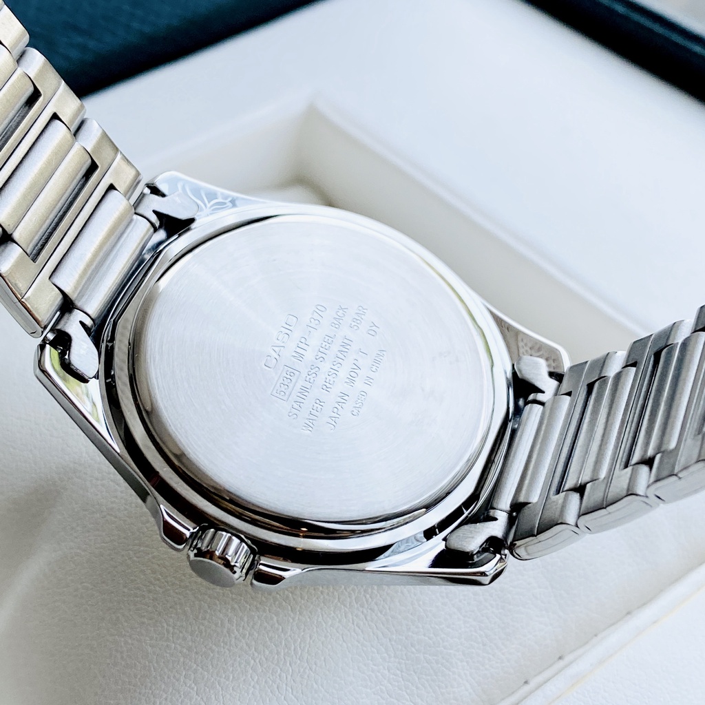 Đồng hồ nam sang trọng Casio MTP 1370D Dây thép mặt Đen - Trắng chống nước 5ATM Bảo hành 1 năm Hyma watch