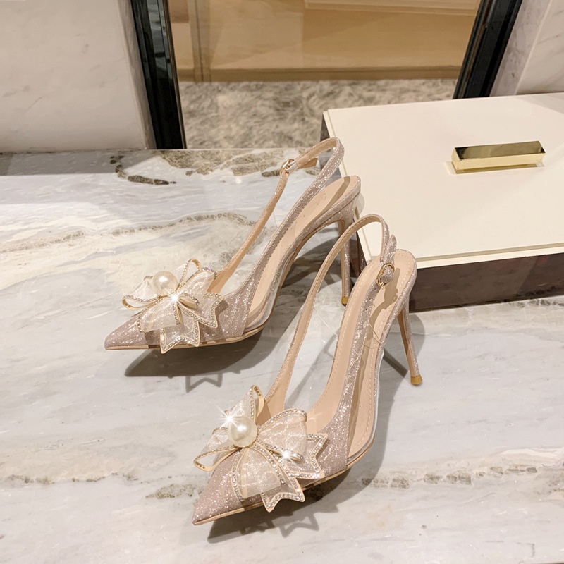 Giày Cao Gót Mũi Nhọn Pha Lê Phong Cách Âu Mỹ Thời Trang 2022