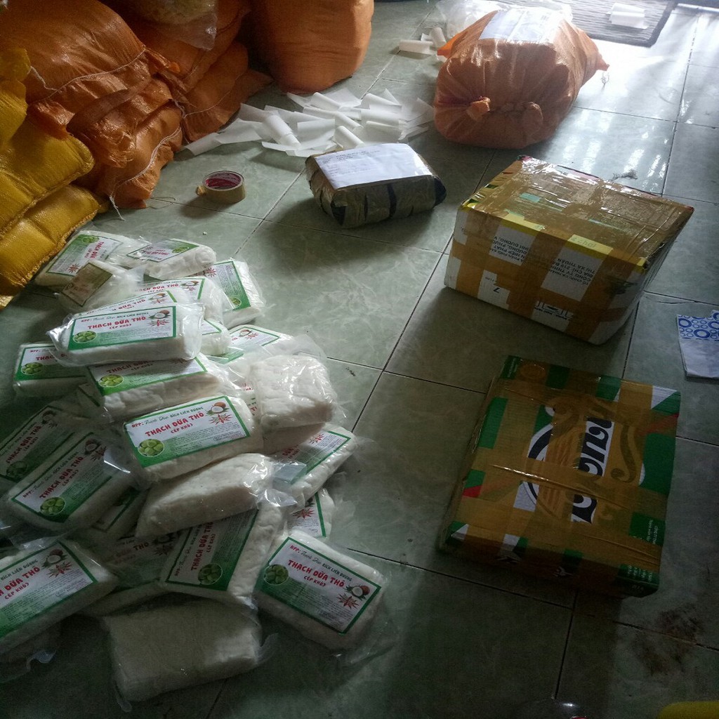 Giá sỉ 0.5Kg Thạch dừa loại 10Ly ép thô (khô) tặng hương dừa