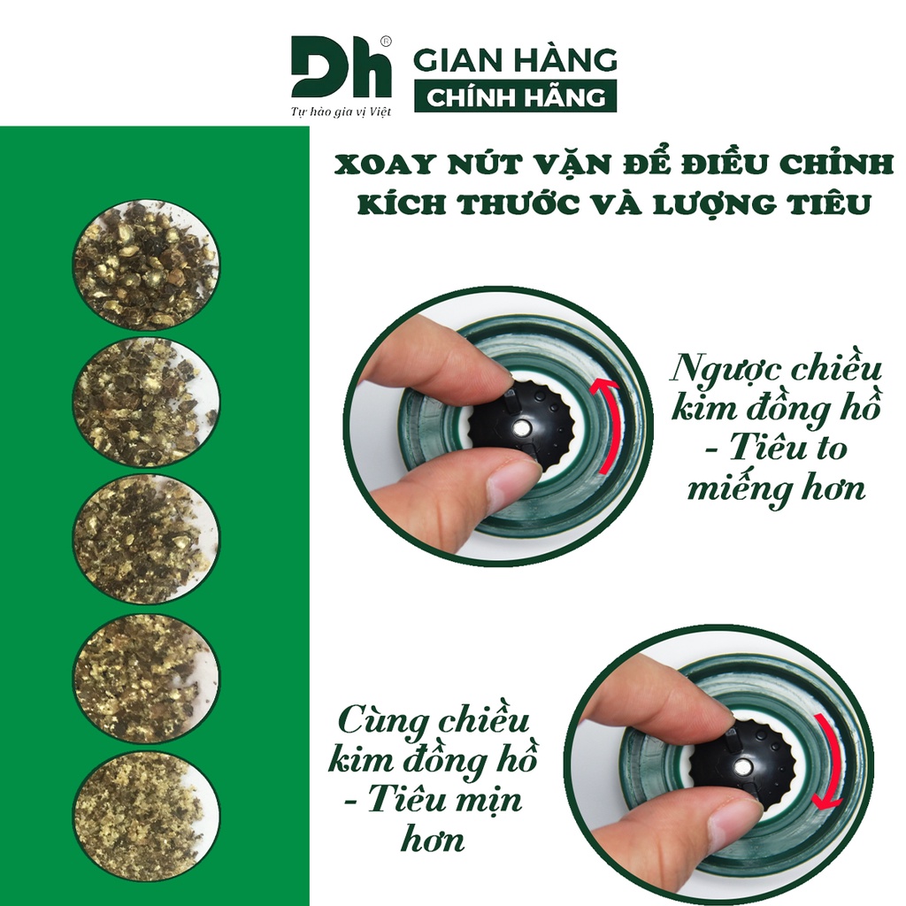 Tiêu chín đỏ Phú Quốc Natural DH Foods chế biến món ăn dạng cối xay 45gr